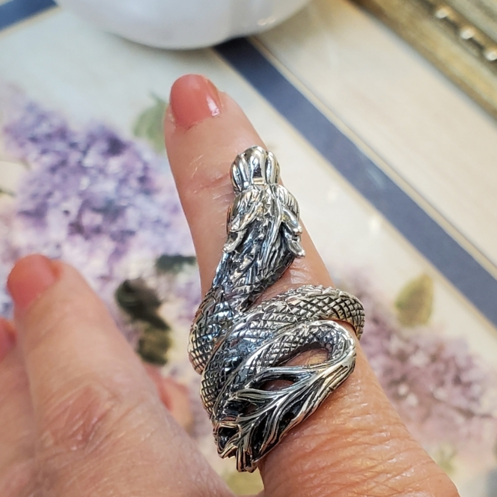 NEW 925 Sterling Silver Protection Dragon Ring - Picture 9 of 10